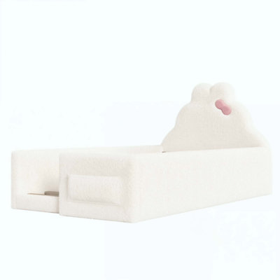 Upholstered Floor bed, Low_x005f_x001e_to_x005f_x001e_Ground floor bed, Soft Padded Upholstered Kids bed, Safe Children Bed Frame with Side Storage Pocket for Kids