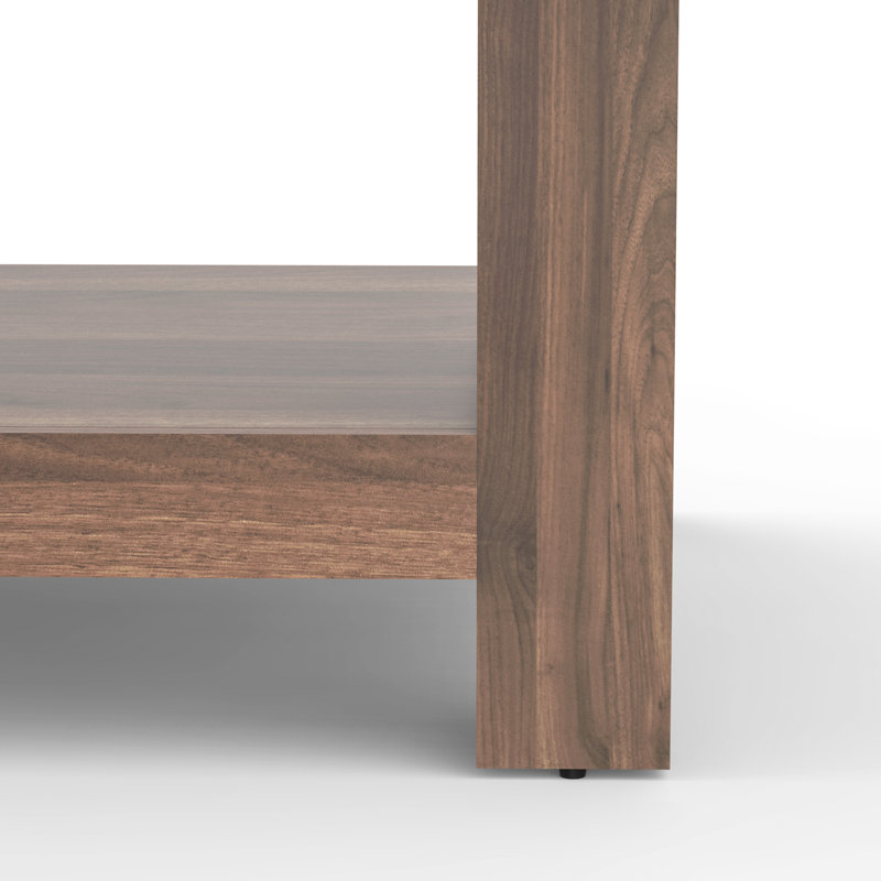 Damika Rectangular Coffee Table with 2-Tier Storage, Dark Walnut