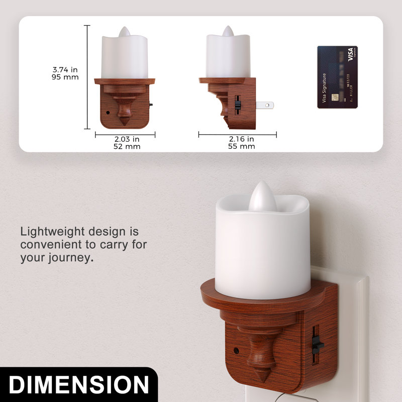 2 lumières veilleuses bougie à grain de bois ambre avec gradateur coulissant
