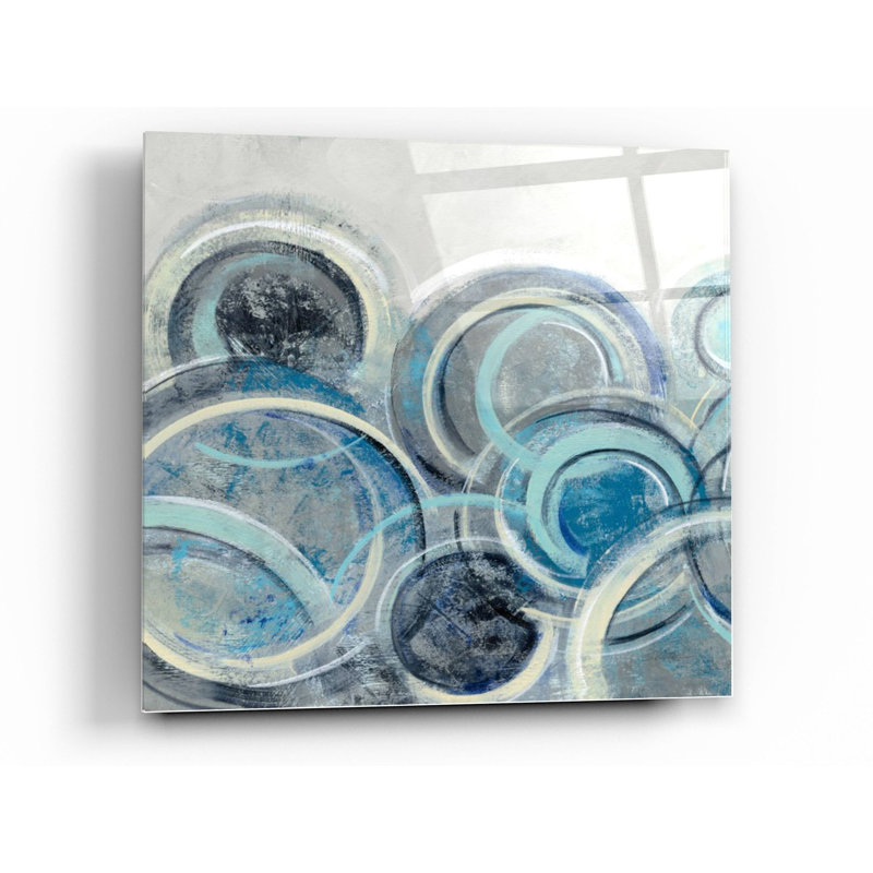 «Variation Blue Gray II» par Silvia Vassileva, art mural en verre acrylique, H 36 po x l 36 po x P 0,2 po