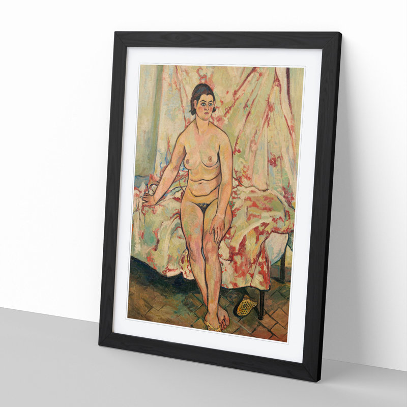 Nude Sitting on the Bed by Suzanne Valadon - Framed Print, Black Framed, 36cm H x 27cm W x 2cm D