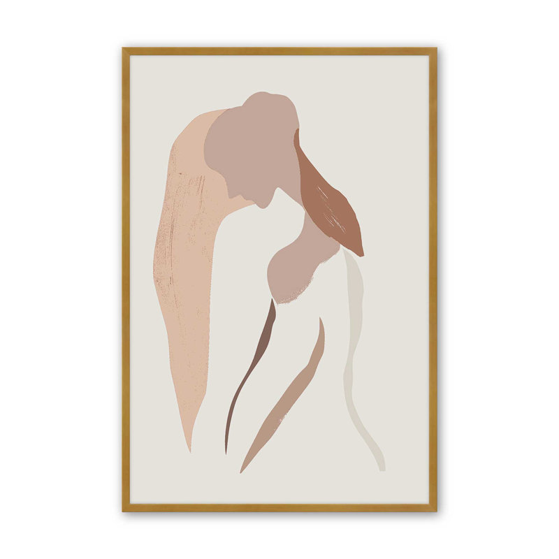 Impression de pensées silencieuses, Reproduction encadrée sans passe-partout, Or poli, H 15,25 po x l 12,25 po x P 1,25 po