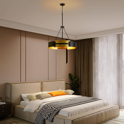 Modern Industrial Chandelier With Adjustable Height, 5-Light Drum Pendant Lighting For Dining Room, Kitchen Island, Office, And Living Room