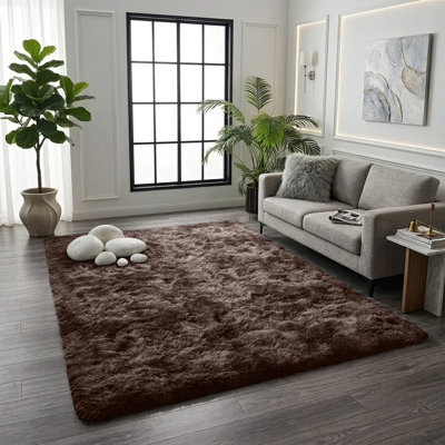 Luxurious Brown Fluffy  Shag Area Rug - Ultra Soft High Pile Fluffy Carpet for Living Room