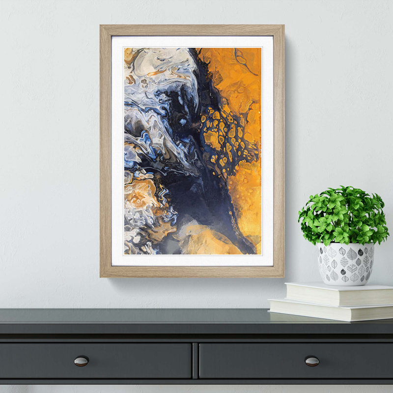 Heart for Life in Abstract - Picture Frame Graphic Art Print, 87cm H x 62cm W x 2cm D, Oak Framed
