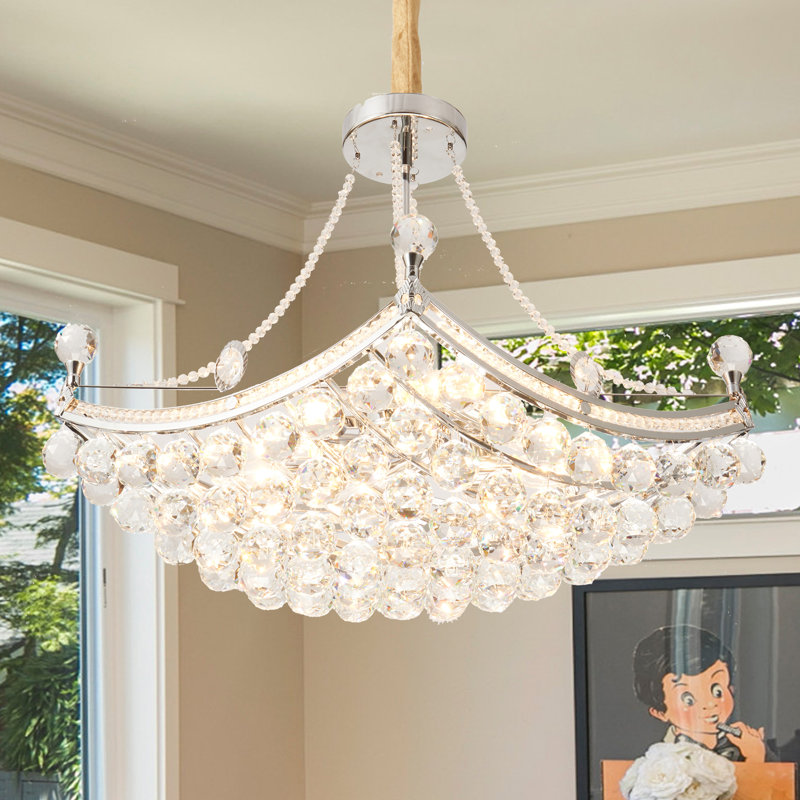 Lustre en cristal 8 lumières à intensité variable avec finition Chorm Finsh 