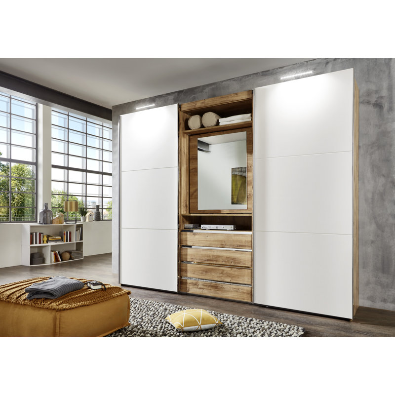 Branchburg 2 Door Manufactured Wood Wardrobe, White/Brown
