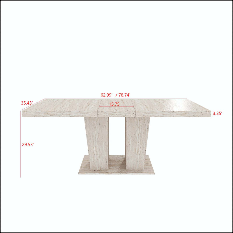 Table de salle à manger extensible Travertine
