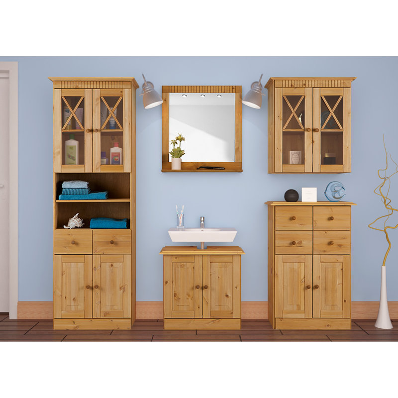 Vernita Wood Flat Wall Mirror, Stain/Wax