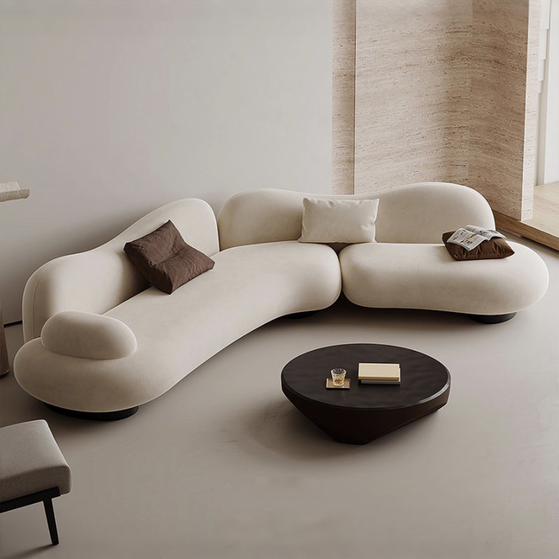 Canapé en forme de nylon blanc 125,98 po, H 29,13 po x l 125,98 po x P 41,34 po, 3