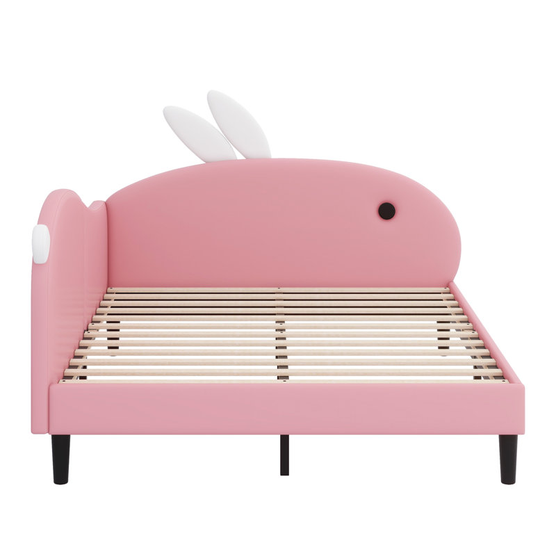 Upholstered Rabbit-Shape Daybed, Sofabed With Rabbit Ear Headboard, Full
