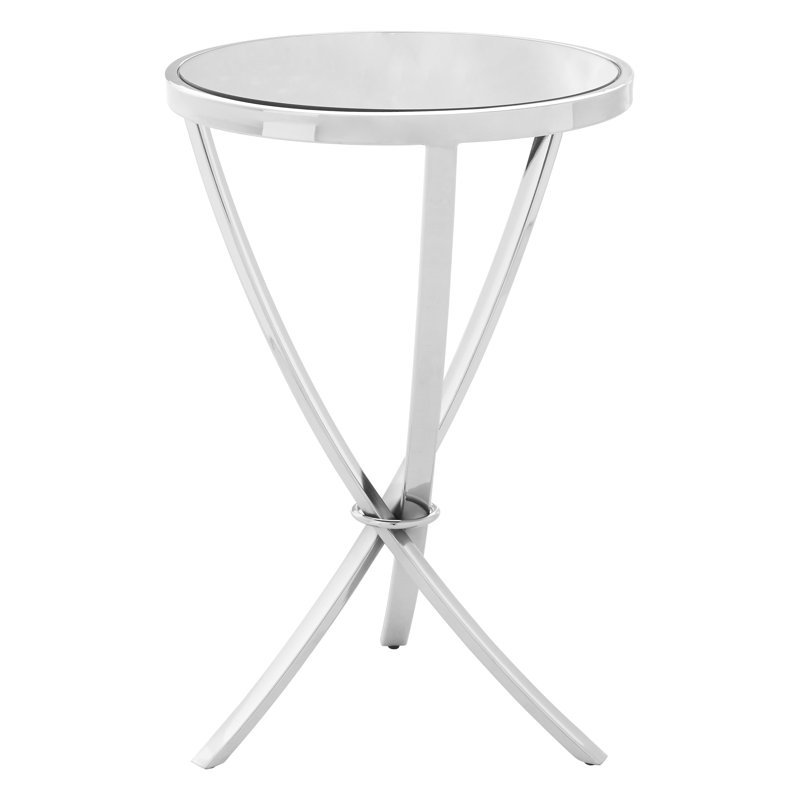 Fultz Cross Legs End Table, Chrome, Silver