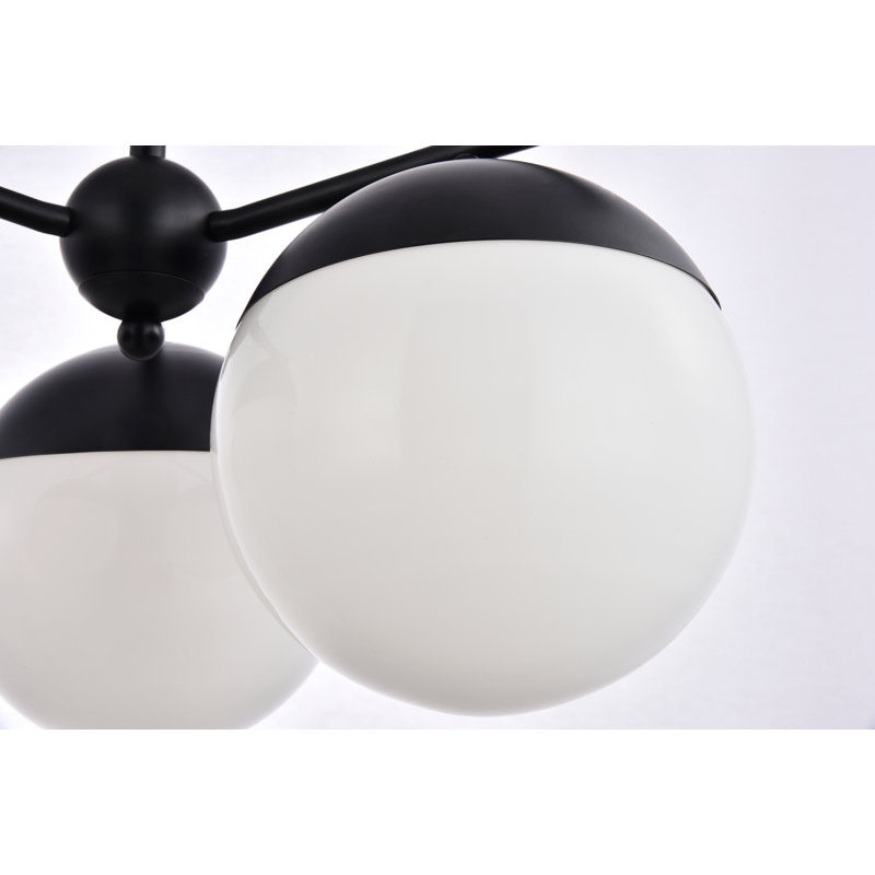 Yearby 3-Light Chandelier, Noir, Blanc givré