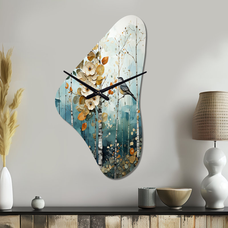 Luan - Boomerang Shape Large Tree Birch 3D Wall Clock, Grand