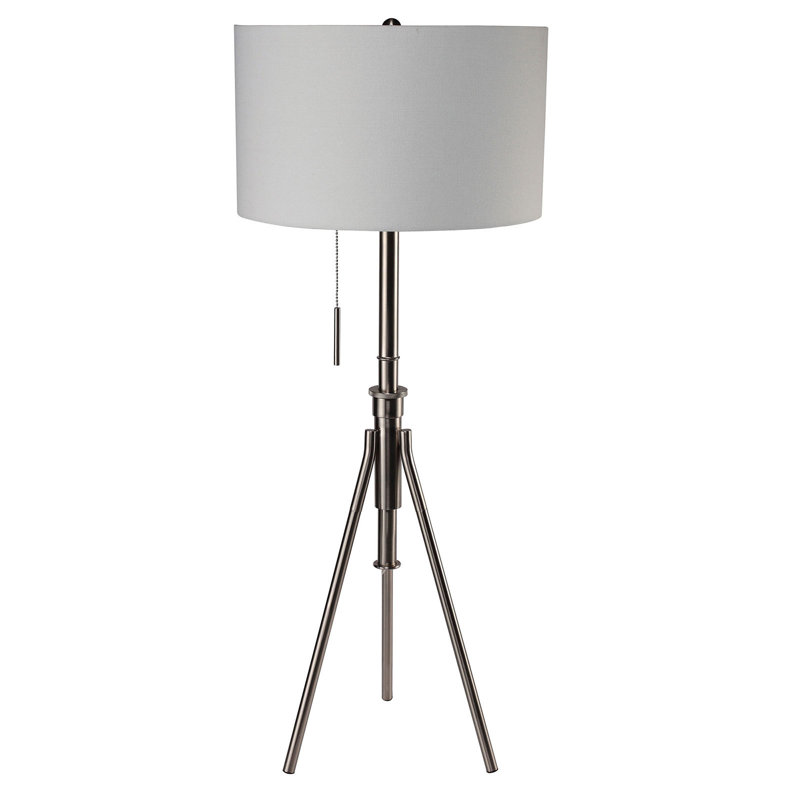 Lampe rétro sur pied en métal teinté 1 pi, Chrome brossé, Gris