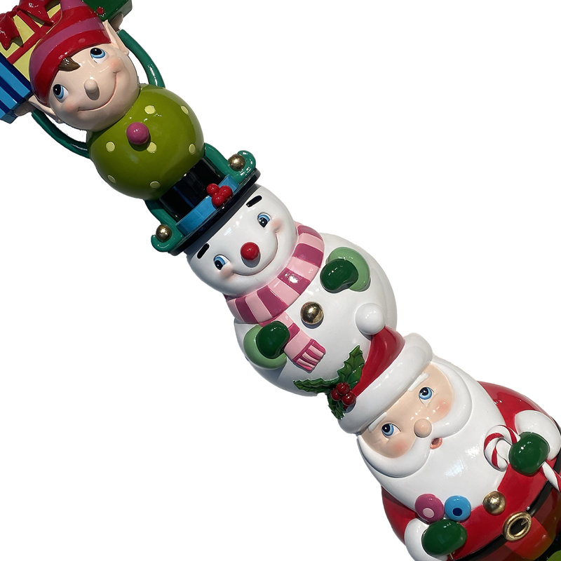 37" Resin Elf Snowman Santa Stacker