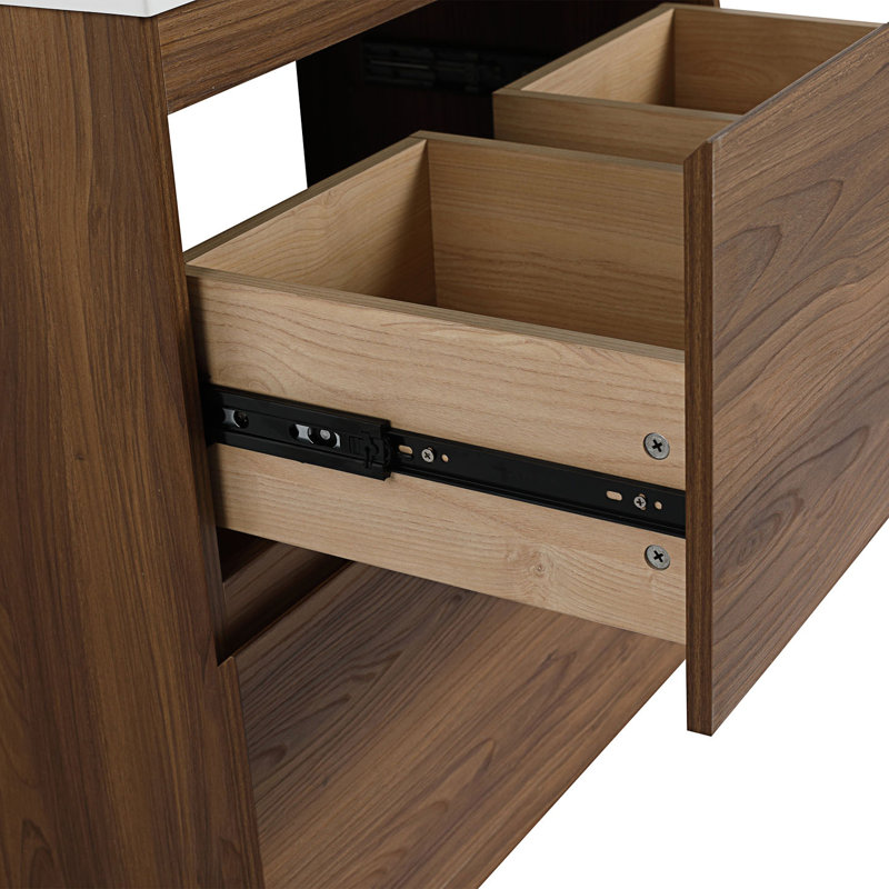 Bathroom Vanities Without Sink, Modern Bathroom Cabinet With Double Drawer, Brown