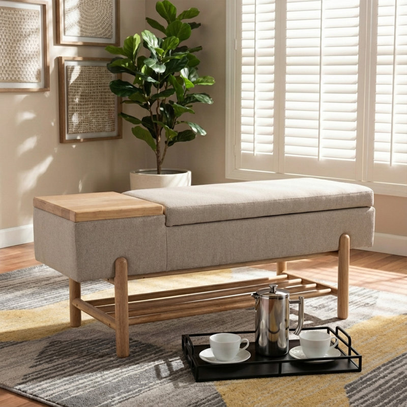 Banc de rangement Mehrie, Beige