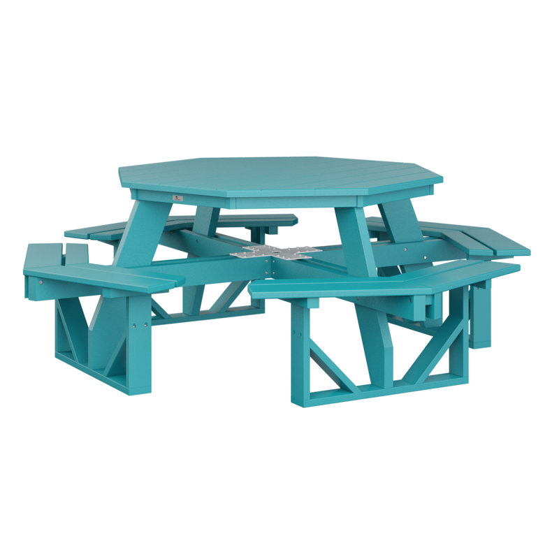 Berlin Gardens Tropical Octagon Picnic Table, Aruba Blue