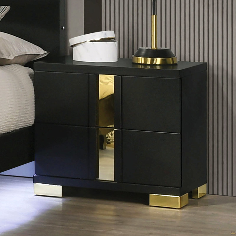 1Pc Nightstand Bracketed Metal Legs Acrylic Trim