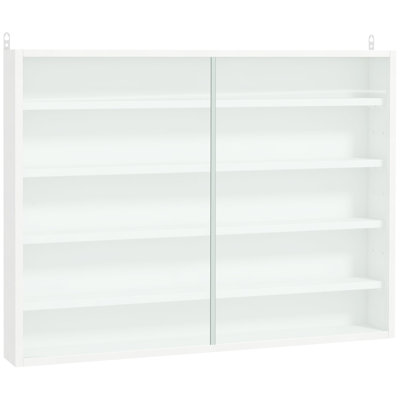 Vitrine blanche à 5 tablettes avec tablettes réglables - idéale pour exposer des objets de collection et des médailles commémoratives, blanc, idéal pour mettre en valeur