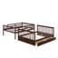 Lits superposés avec 2 tiroirs de rangement, structure en bois massif avec échelle et barrière de sécurité - conception convertible-939303946