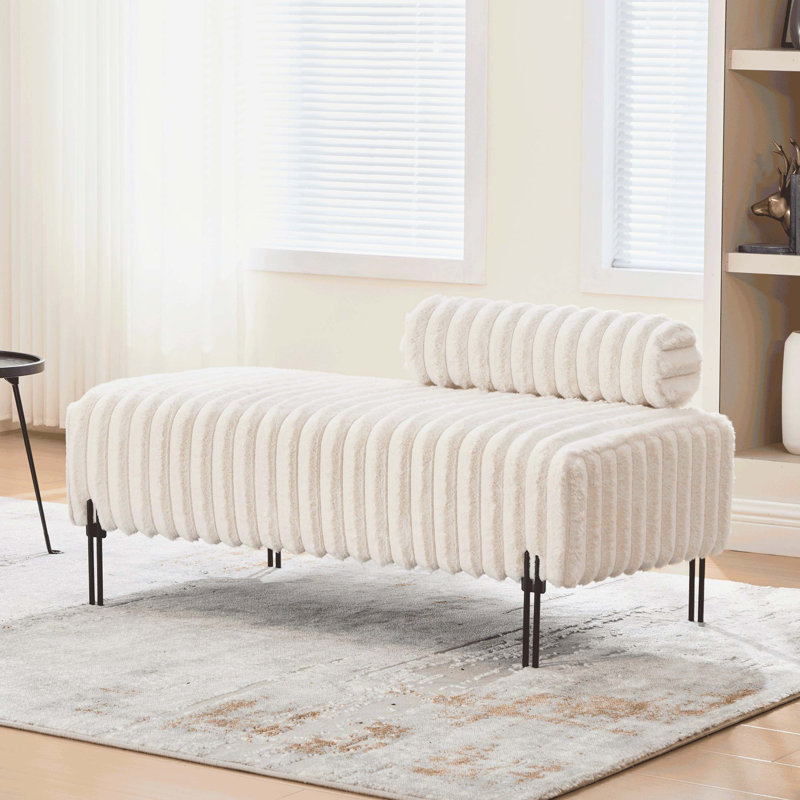 Mini causeuse rembourrée avec pieds en métal et dossier réglable, banc compact à 2 places pour les petits espaces, Beige