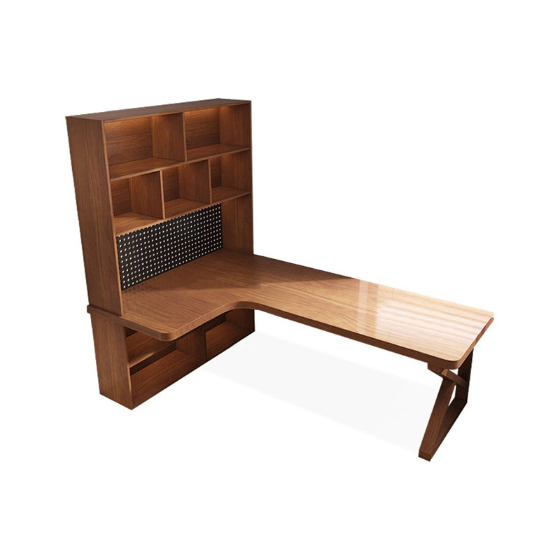 Bureau en coin en bois massif et bibliothèque intégrés, 76.77"H*62.99"W*47.24"D, Gauche
