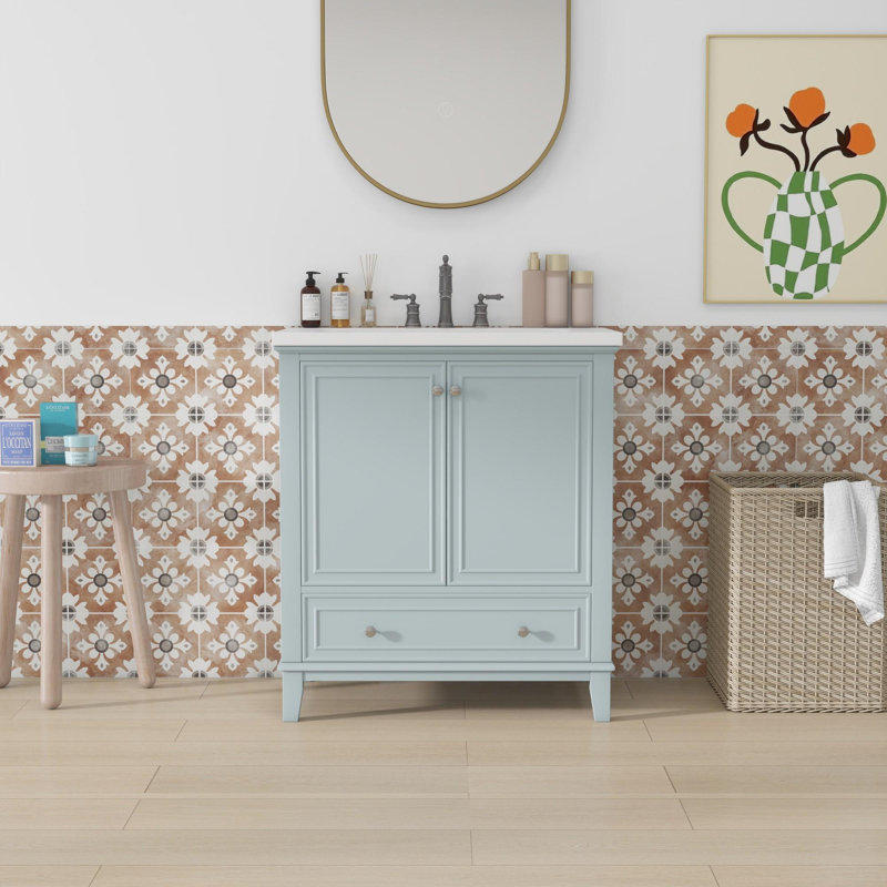 Meuble-lavabo de 30 po, Vert, Argent argent