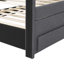 Lit plateforme tapissier simple avec lit gigogne et 3 tiroirs, tissu en lin