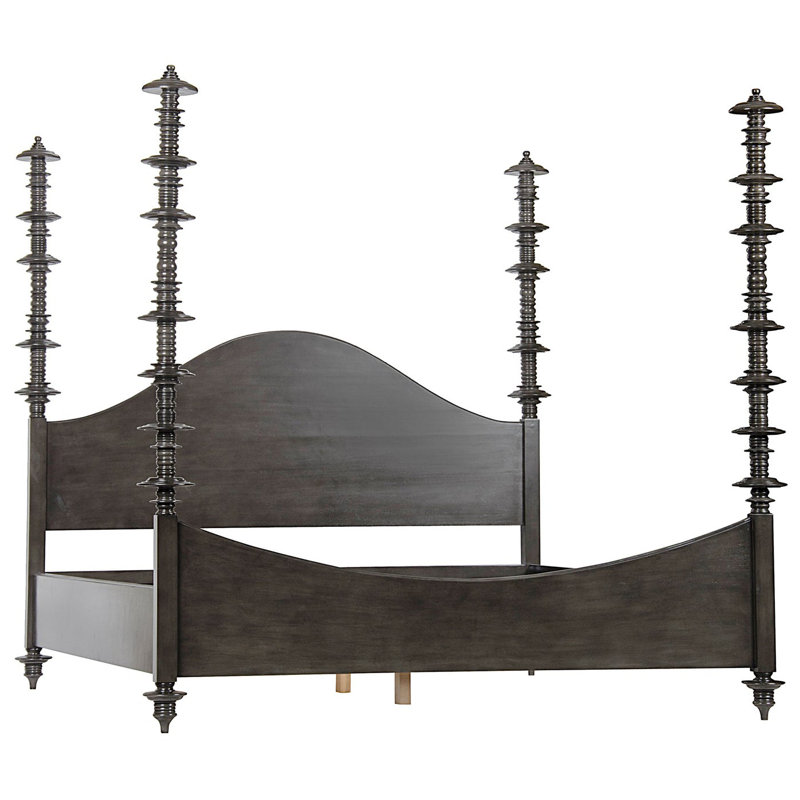 Ferret Solid Wood Four Poster Bed, King, Pale