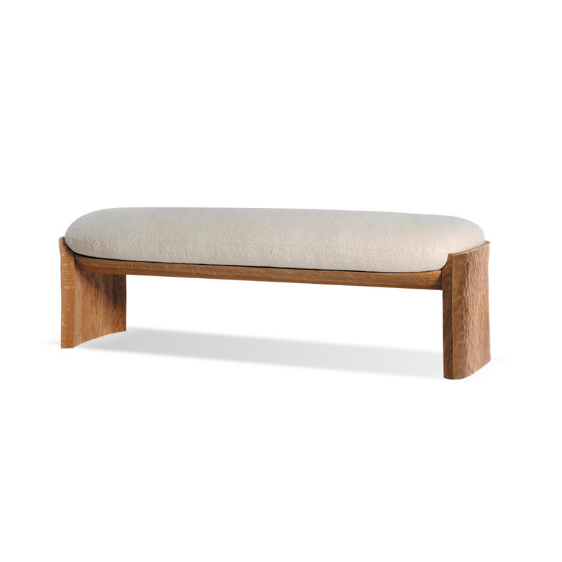 Modern Style Wood Upholstered Bedroom and Entryway Fabric Long Bench, 17.72" H x 62.99" W x 13.78" D