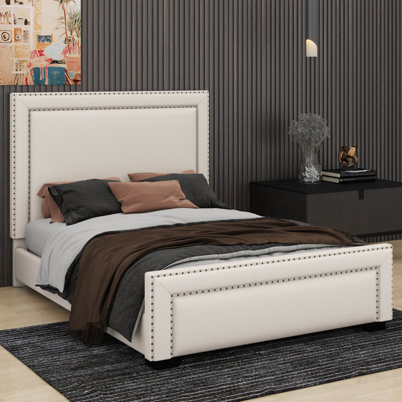 Lit tapissier Arkwright, lit tapissier moderne, Beige
