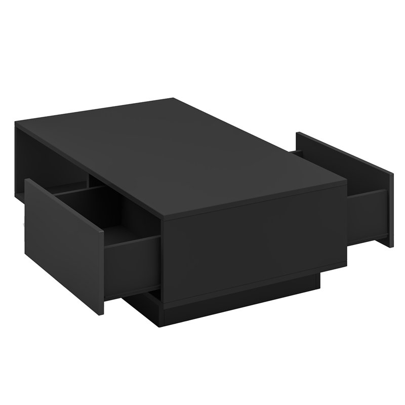 Table basse moderne avec lumière DEL Kylianna, Noir