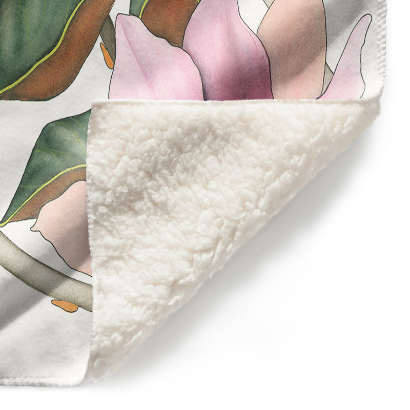 Couverture de sherpa magnolias doux 4 mauves, l 68 po x L 80 po
