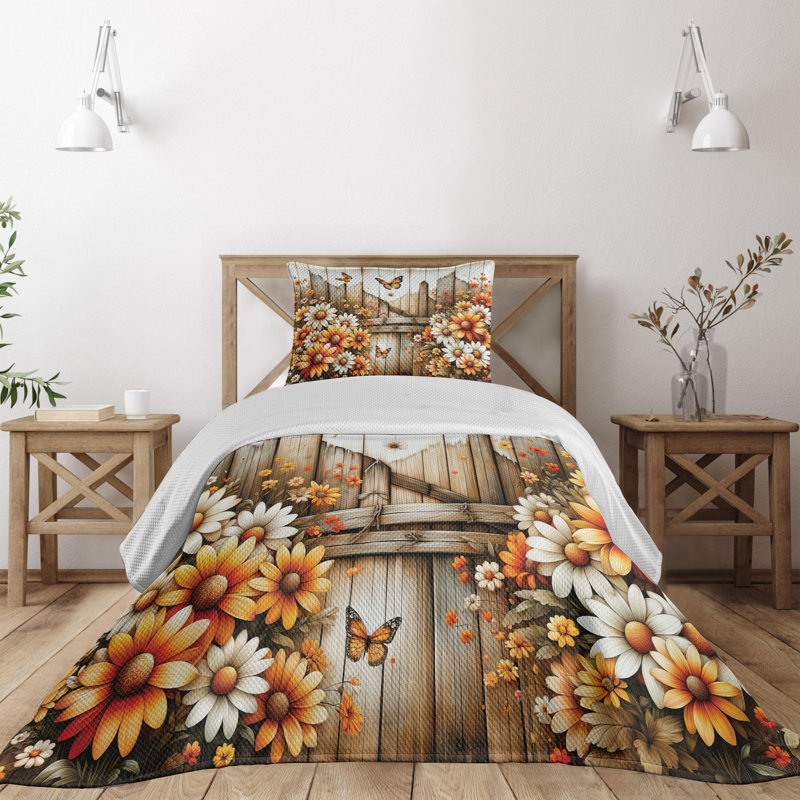 Polyester Floral Coverlet, Twin Coverlet + 1 Standard Shams
