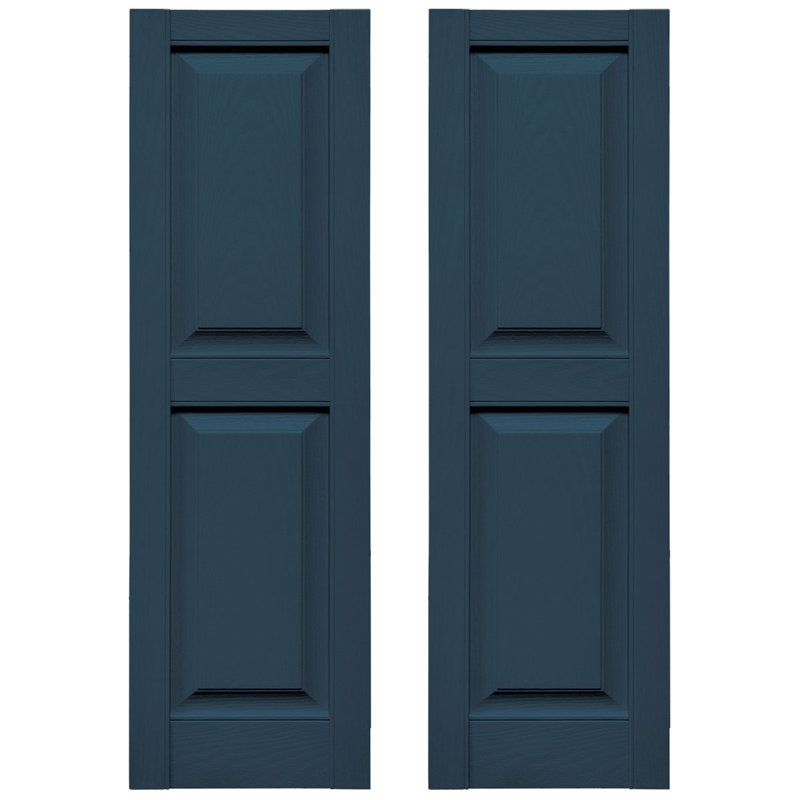 Builders Edge, deux panneaux égaux standards, volet à panneau surélevé simple, Bleu classique, 14 ¾ po, 67 po