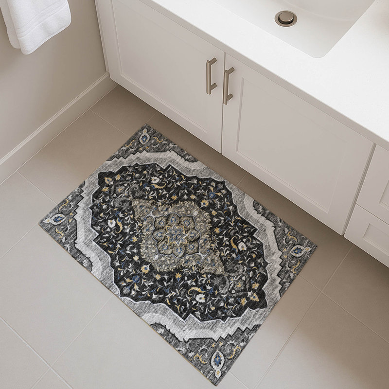 Machine Washable Indoor/Outdoor Chantille ACN2715 Global Rug, 1'8" x 2'6", Black