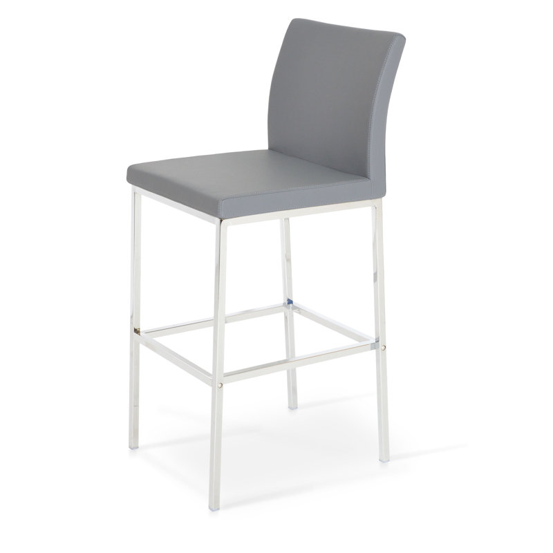 Aria Metal Bar and Counter Stool, Light Gray Faux Leather, Counter Stool (24" Seat Height)