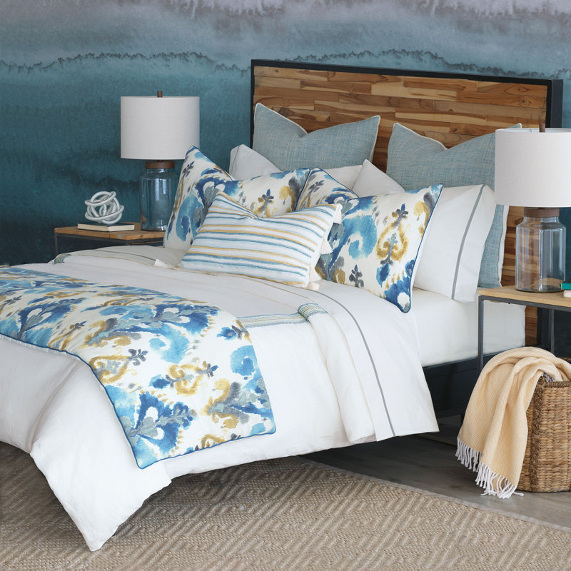 Aoki Ikat Linen Bed Runner, Queen