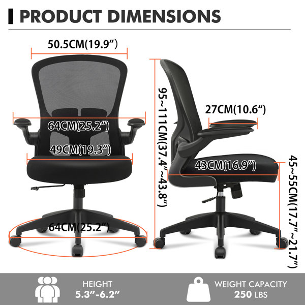 KERDOM Ergonomic Office Chair, Home Desk Chair, Comfy Breathable Mesh Task  Chair, High Back Thick Cushion Computer Chair with Headrest and 3D  Armrests, Adjustable Height Home Gaming Chair Black White 