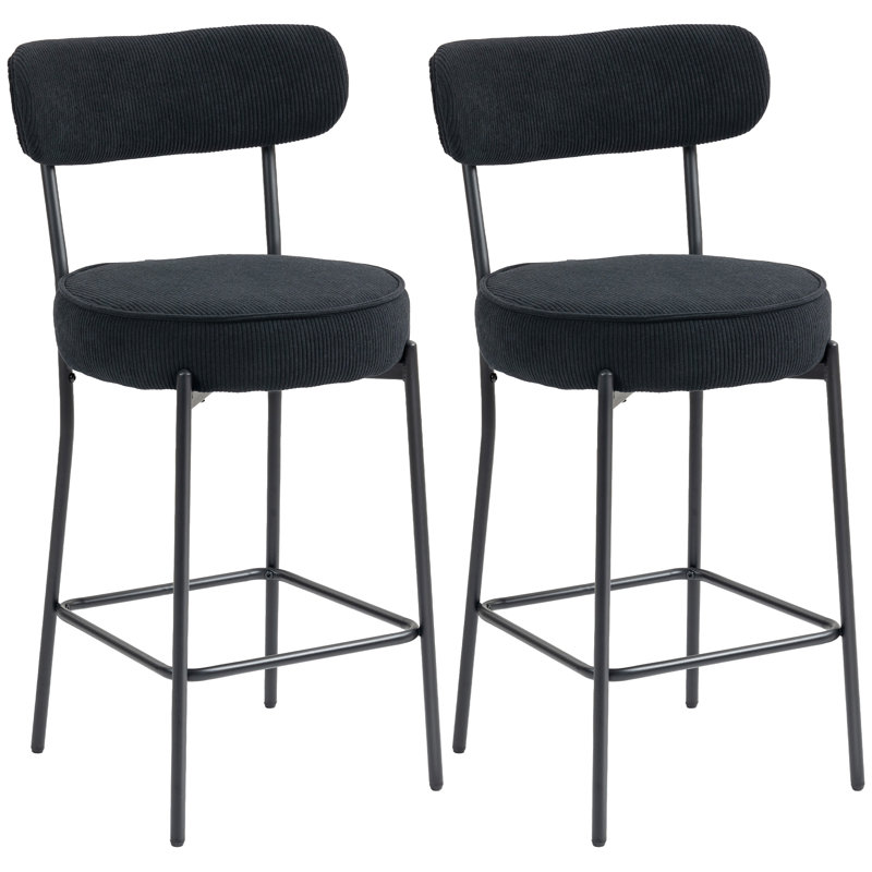 Ensemble de 2 tabourets de bar 27 po Modern, Noir