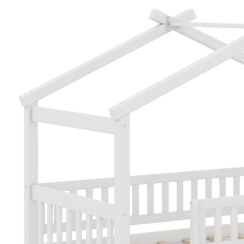 Lit en bois avec couchette, Blanc