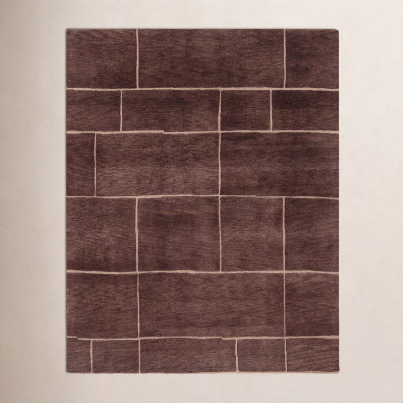 Tapis d'intérieur en laine touffeté à la main Rio, Marron foncé, 8 pi 9 po x 11 pi 9 po