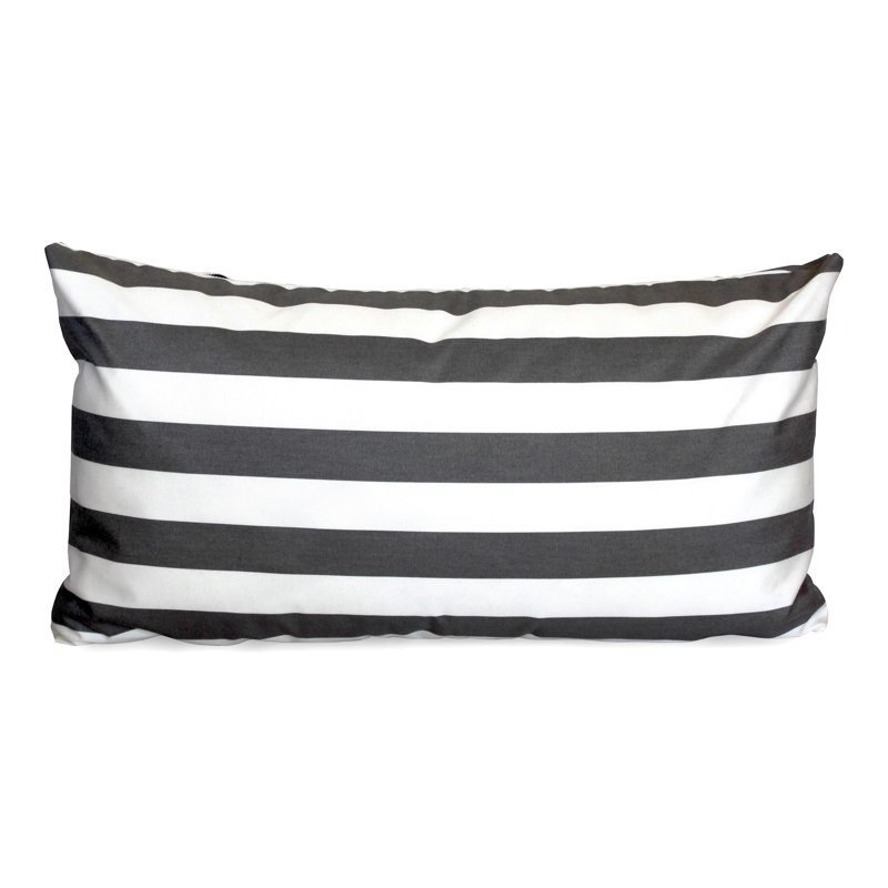 Rozema Cushion, Rectangle 42cmH x 80cmW, Grey/White Striped
