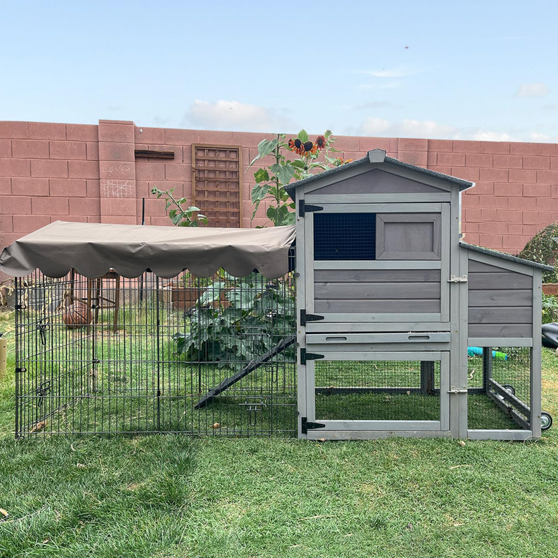 Cage à poules avec poulailler mobile pour 4 à 6 poules avec cage en métal et nichoir 79 po