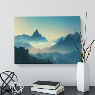 Attractive Winter Mountains - Wrapped Canvas
