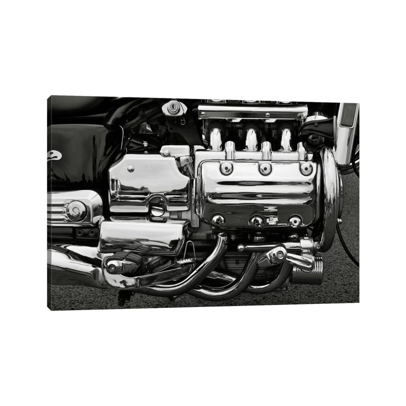 Motorcycle Engine Greyscale by Unknown Artist - Wrapped Canvas Print, 20.32 cm H x 30.48 cm W