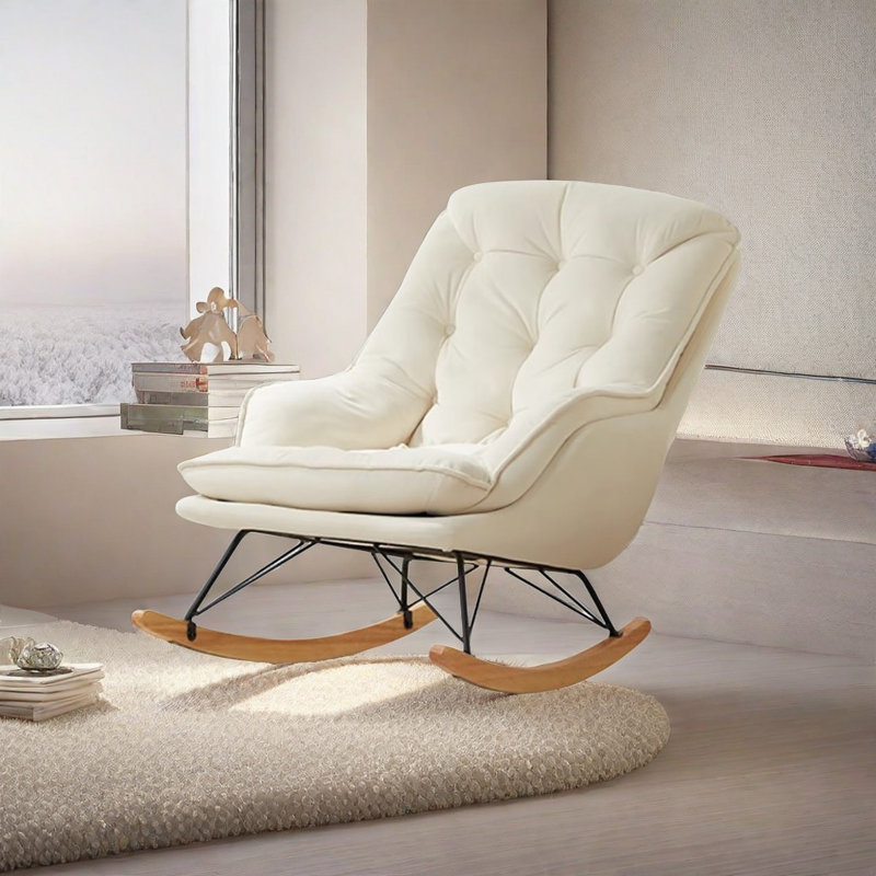 Chaise berçante de salon Nordic, Blanc cassé
