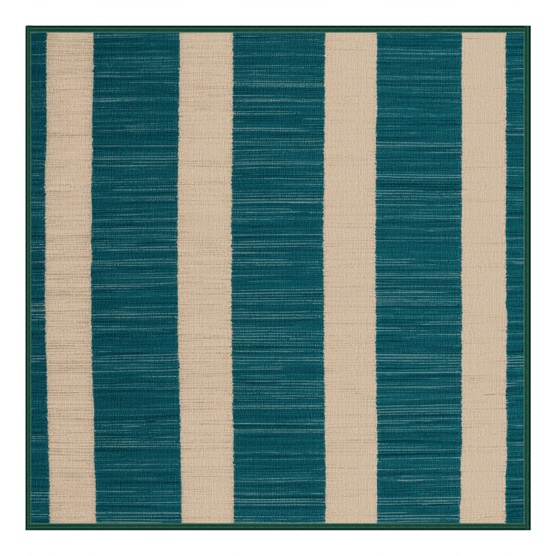 Tapis vert à rayures horizontales lavable à la machine, Carré 3 pi